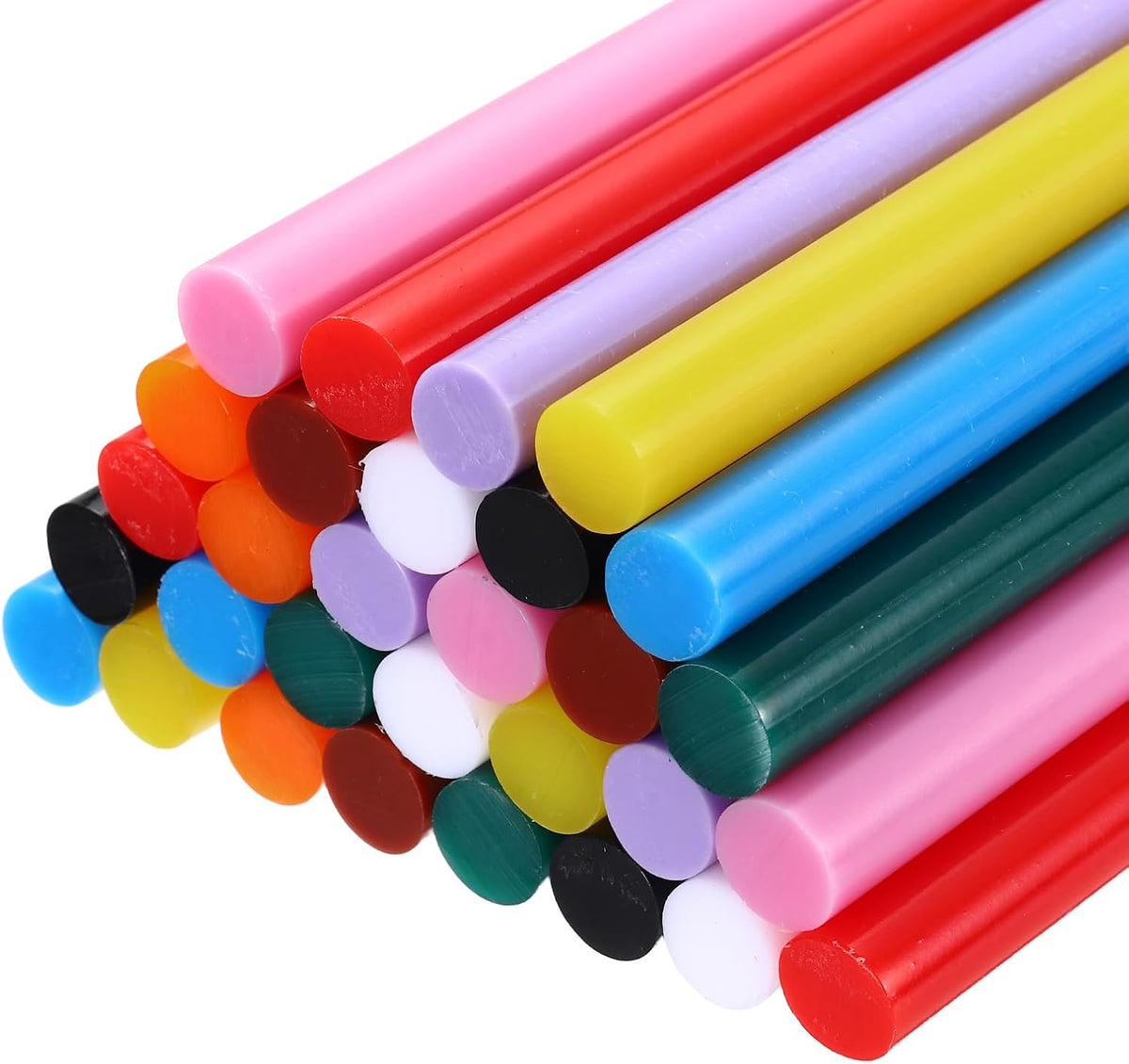 30pcs Full Size Hot Glue Gun Sticks 4-inch x 0.43-inch High Sticky Large Hot Glue Sticks, Black,White,Bright Red,Brown,Purple,Yellow,Sky Blue,Orange,Pink,Deep Green