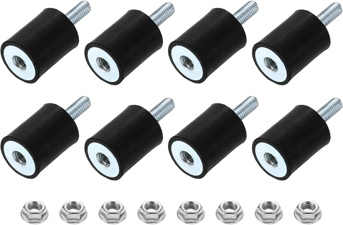 M6 Rubber Mounts, 8Pcs 20x25mm(DxH) Rubber Cylindrical Anti Vibration Isolator Shock Absorber with Lock Nut for Car Bobbin Generator Air Compressors