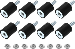 M6 Rubber Mounts, 8Pcs 20x25mm(DxH) Rubber Cylindrical Anti Vibration Isolator Shock Absorber with Lock Nut for Car Bobbin Generator Air Compressors
