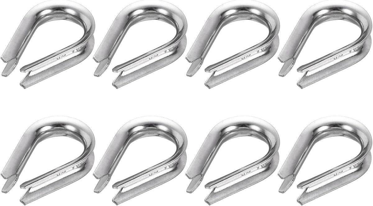 5/16" M8 Stainless Steel Thimble, 304 Stainless Steel Wire Rope Cable Thimbles Rigging Marine Grade, Silver 8Pcs