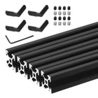 4 Pcs V Slot 2020 Aluminum Extrusion Profile European Standard 250mm x 20mm Anodized Black Linear Rail Extrusion Frame for 3D Printer, CNC, DIY