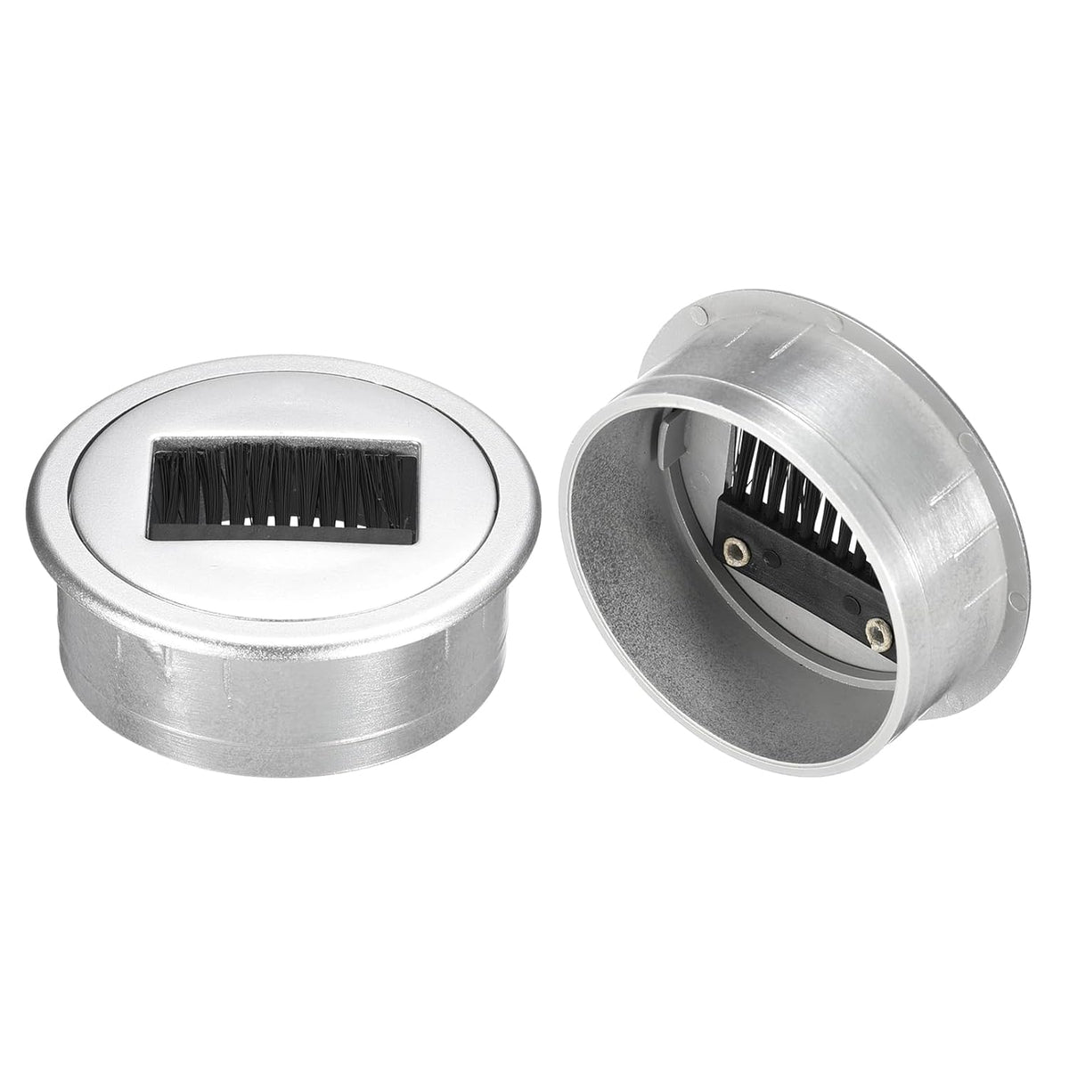 2Pcs Cable Hole Cover, 2-3/8 Inch(60mm) ABS Desk Cable Wire Cord Grommets Hole Cover for Office Computer Desk Wire Organizer, Silver