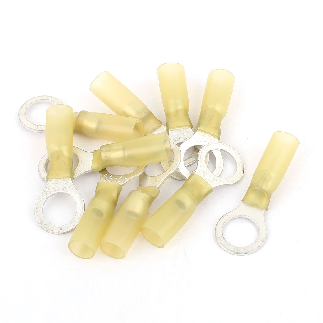 RV5.5-10 Heat Shrink Electrical Connectors Shrinkable Wire Solder Terminals AWG 12-10 with 10 Piece, Yellow