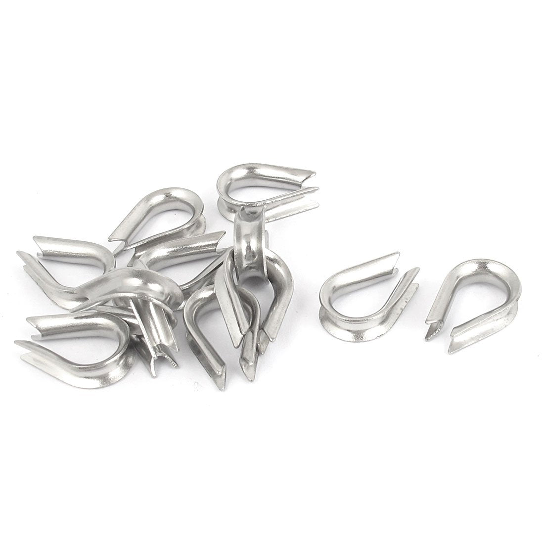 3mm 303 Stainless Steel Wire Rope Cable Thimbles Silver Tone 12pcs