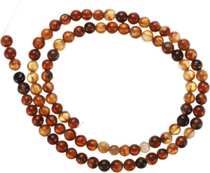 Mixed Brown Agate Beads 4mm Natural Gemstone Beads, Smooth Round Loose Beads for Bracelet Jewelry Making DIY (1 Strand - 90pcs)