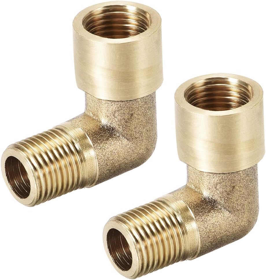 Brass Pipe Fitting 90 Degree Elbow 1/8 PT Male X 1/8 PT Female 2pcs