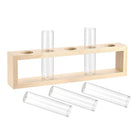 5Pcs Glass Test Tubes with 5-Wells Wooden Tube Rack, Flat Base, 30x119mm, Storage Container for Scientific Experiments Sample Display Decorations