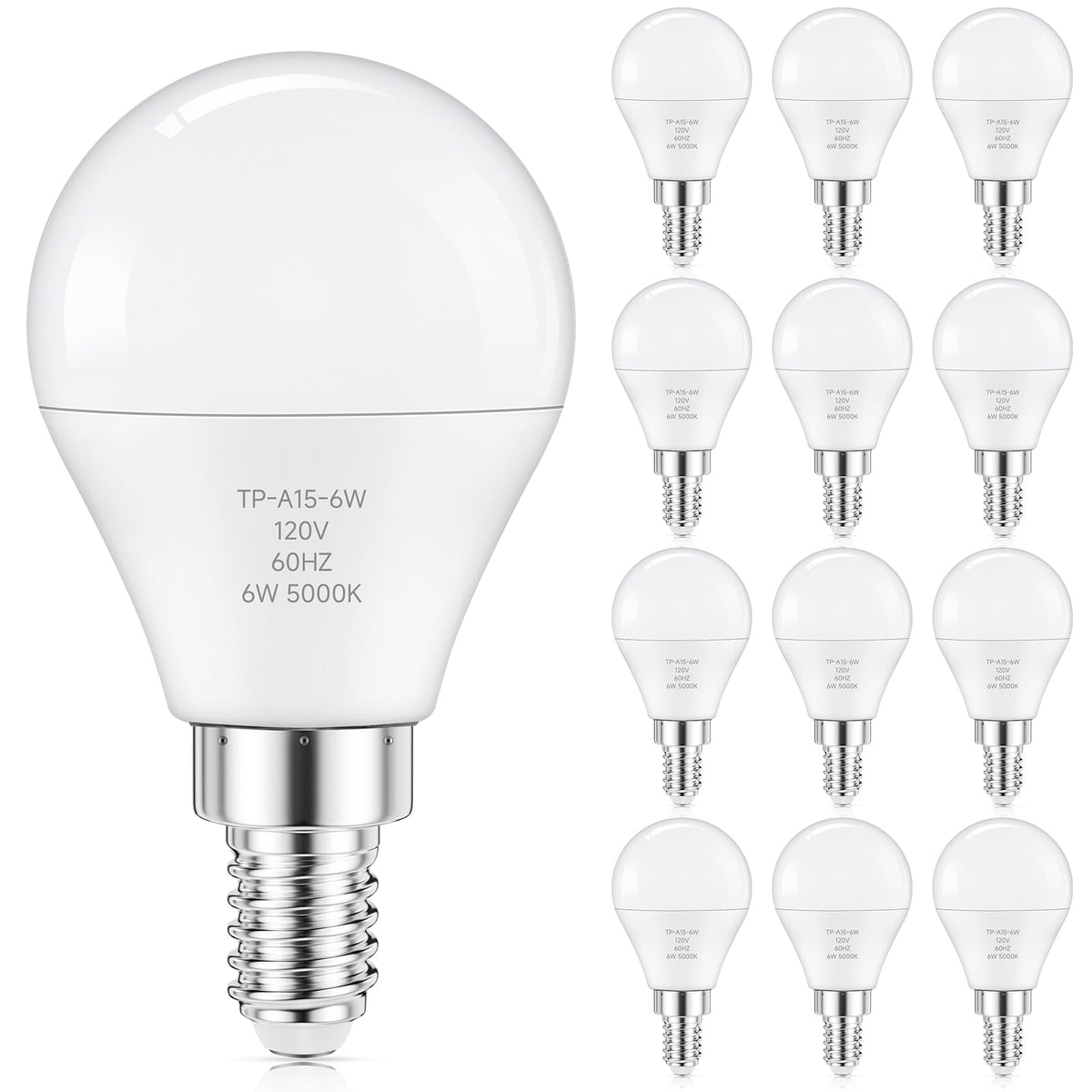 LinkMejor E12 LED-valot 60W vastaava 600LM päivänvalon valkoinen 5000K 12-kpl