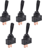 5Pcs SPST Latching Rocker Toggle Switch 20A 12V 2P ON-Off Flat Rod Black