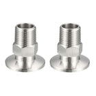 Pipe Fitting 1/2" PT Male Threaded to 1.57" Ferrule Stainless Steel Clamp Fitting, Pack of 2