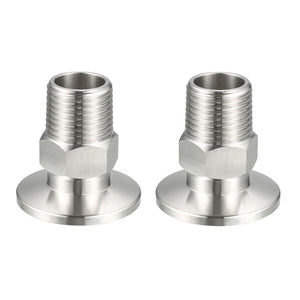 Pipe Fitting 1/2" PT Male Threaded to 1.57" Ferrule Stainless Steel Clamp Fitting, Pack of 2