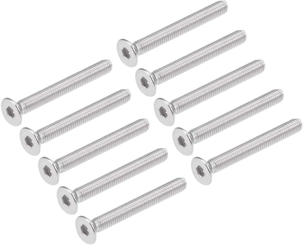 M3x25mm Flat Head Machine Screws Inner Hex Screw 304 Stainless Steel Fasteners Bolts 60Pcs