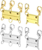4Pcs Layered Necklace Clasps and Closures, 2/3 Hole Multiple Necklace Separator Locking Clasp Converter with Lobster Clasps for DIY Jewelry Making, Gold/Silver