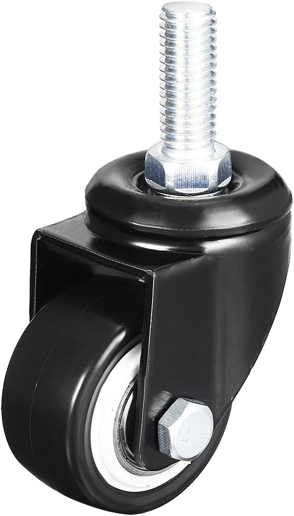 1.5 inch Swivel Caster wheels PU 360 Degree Threaded Stem Caster Wheel, M10 x 25mm, 110lb Capacity