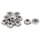 8mm Height M8 Thread Stainless Steel Serrated Hex Flange Nuts 10 Pcs