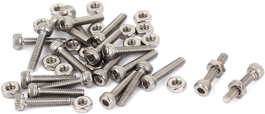 M2x10mm Hex Socket Head Knurled Cap Screws Bolts Nuts Set 20Pcs
