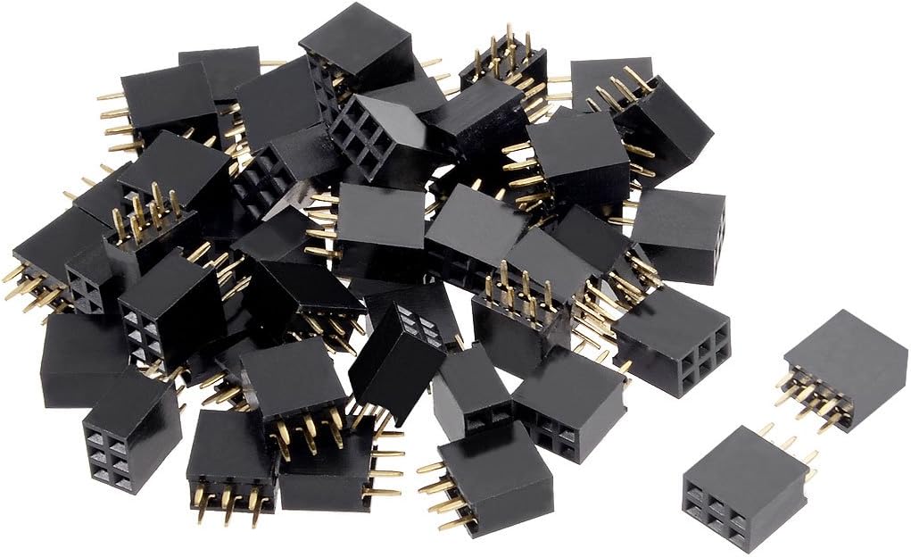 50Pcs 2.54mm Pitch 2x3-Pin Double Row Straight Connector Female Pin Header Strip PCB Board Socket