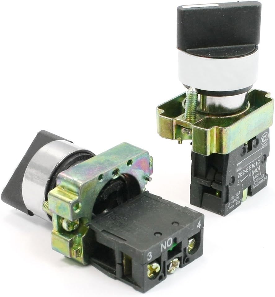 2 PCS 2 Position 2 Terminals NO SPST Rotary Selector Switch Latching 10A 600V