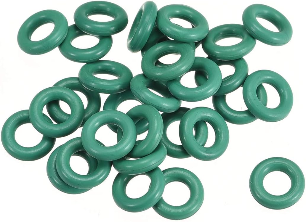 Fluorine Rubber O-Rings, 8mm OD 4mm ID 2mm Width FKM Seal Gasket for Machinery Plumbing, Green, Pack of 30