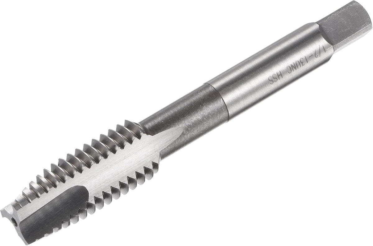 Spiral Point Threading Tap 1/2-13 UNC, HSS (High Speed Steel) Machine Thread Screw Tap 3 Straight Flutes Uncoated Tapping Tool H2 Tolerance