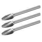 Tungsten Carbide Rotary Files 1/8" Shank, Single Cut Flame Rotary Burrs Tool 6mm Dia, for Die Grinder Drill Bit Alloy Steel Hard Metal Carving Polishing Model Engineering, 3pcs