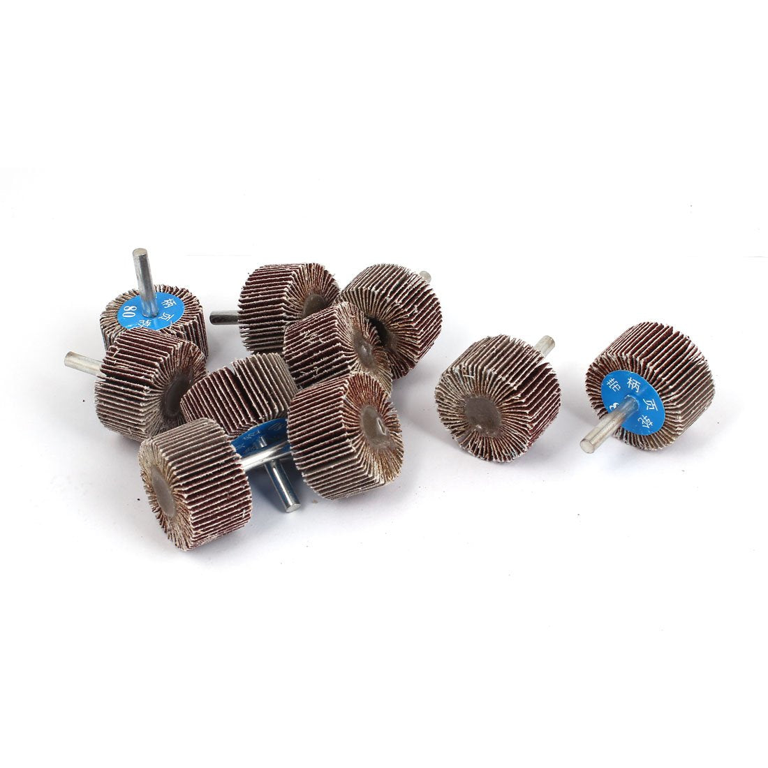 6mm Dia Mounted Shank 80 Grit 40mm Flap Wheel Disc Grinding Bits 10pcs