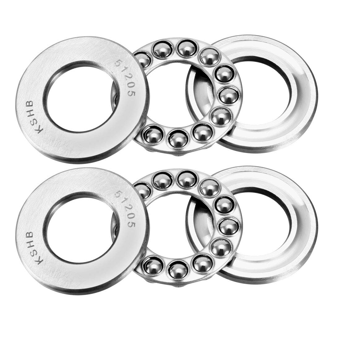 51205 Thrust Ball Bearings 25mm x 47mm x 15mm Chrome Steel ABEC3 Single Row Roller 2pcs