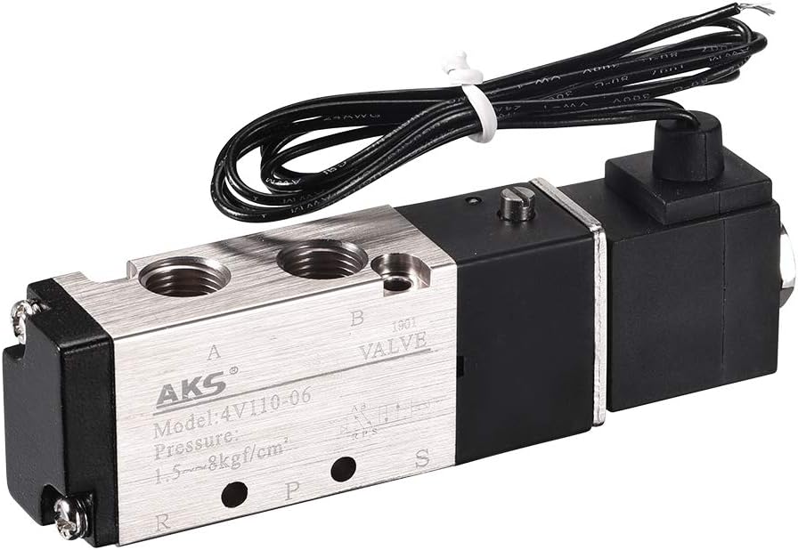 DC12V 5 Way 2 Position 1/8" PT,Pneumatic Air Control Solenoid Valve,Internally Single Piloted Acting Type,4V110-06