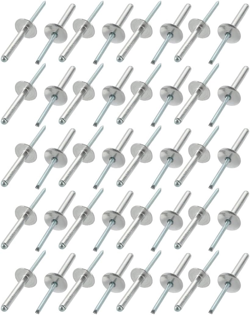 40 Pcs 5mm x 30mm Aluminum Open End Large Flange Blind Rivets