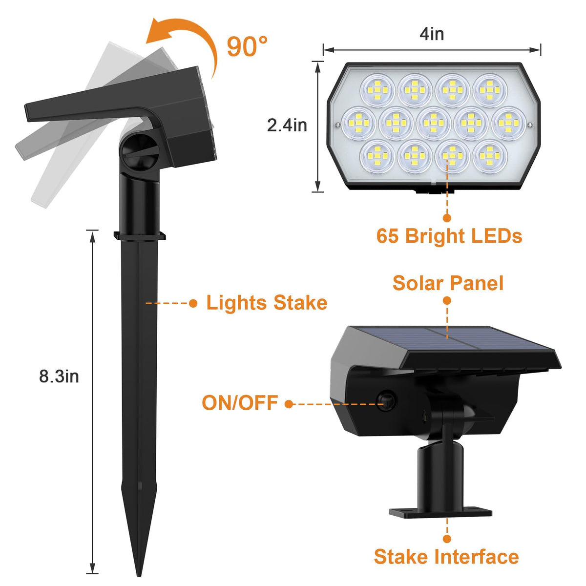 LinkMejor Lumină Solară Outdoor, IP68 Apărezătoare, Alb Rece, 6 Pachet
