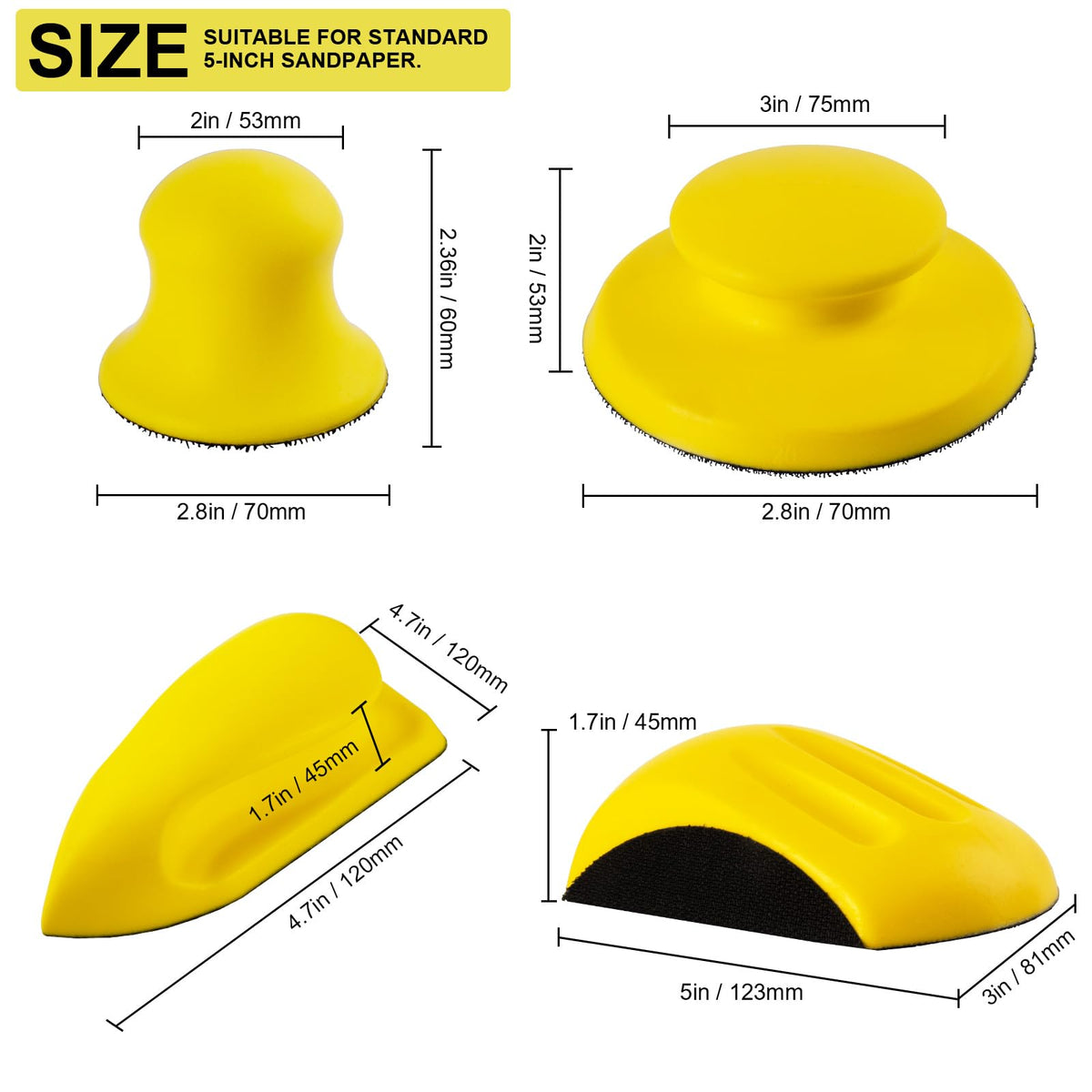 LinkMejor 2 Pcs Sanding Blocks 3 inch Round Hook and Loop Sanding Block for Woodworking Furniture Restoration Automotive Body Arts Crafts Hand Sanding Block