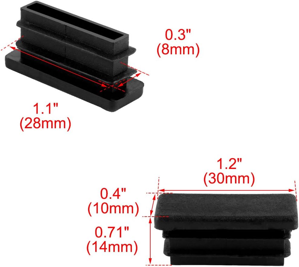 10mm x 30mm Plast Rektangulära Kapsel Tuber Insert Endplatta 12 Stk