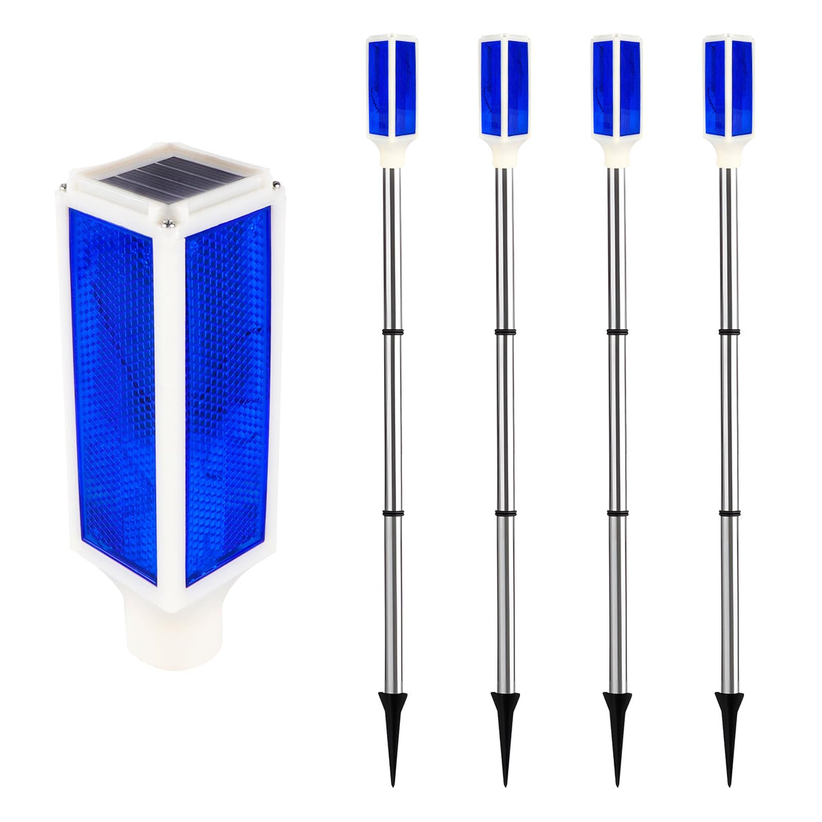LinkMejor Solar Driveway Marker Light, 2 Modes Warning Light 30 in, Blue