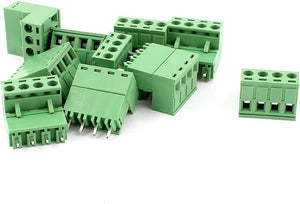AC 300V 10A 4 Pins PCB Screw Terminal Block 5.08mm Pitch 10 Pcs Green