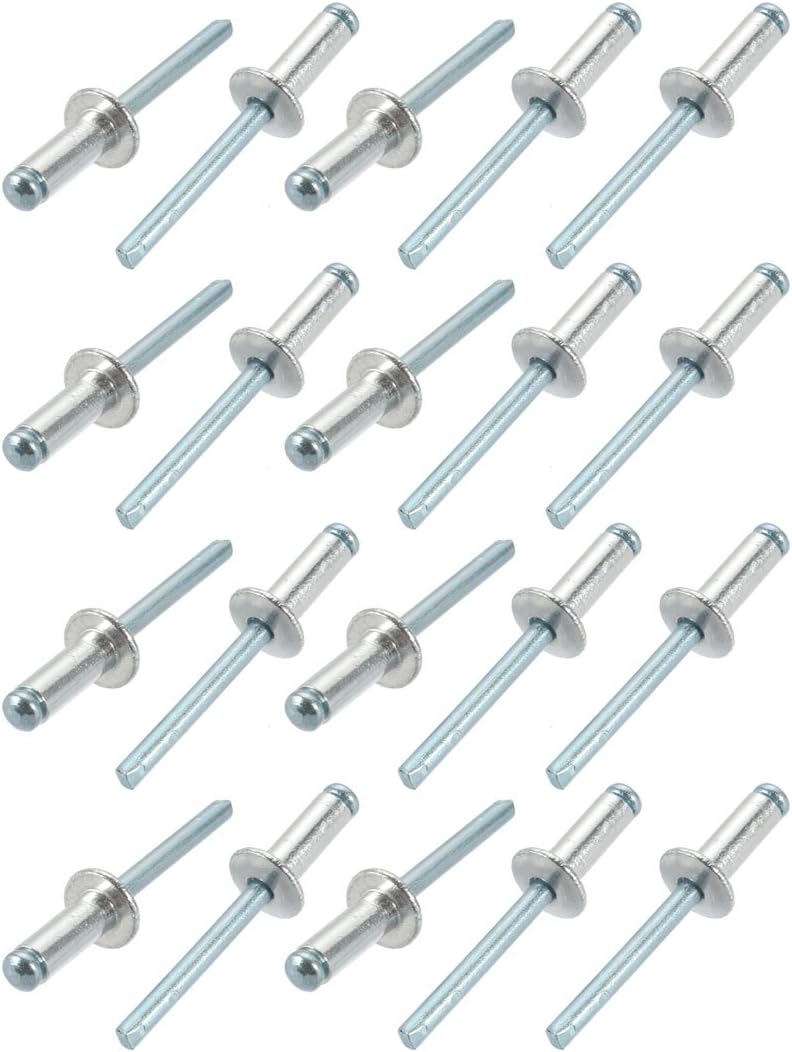 20 Pcs 6mm x 16mm Aluminum/Steel Open End Blind Rivets