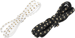 10 Pcs 1m Faux Leather Suede Cord with Rivet, 5mm Studded Microfiber Leather String Rope for DIY Making Necklaces, Bracelets (Black, White)