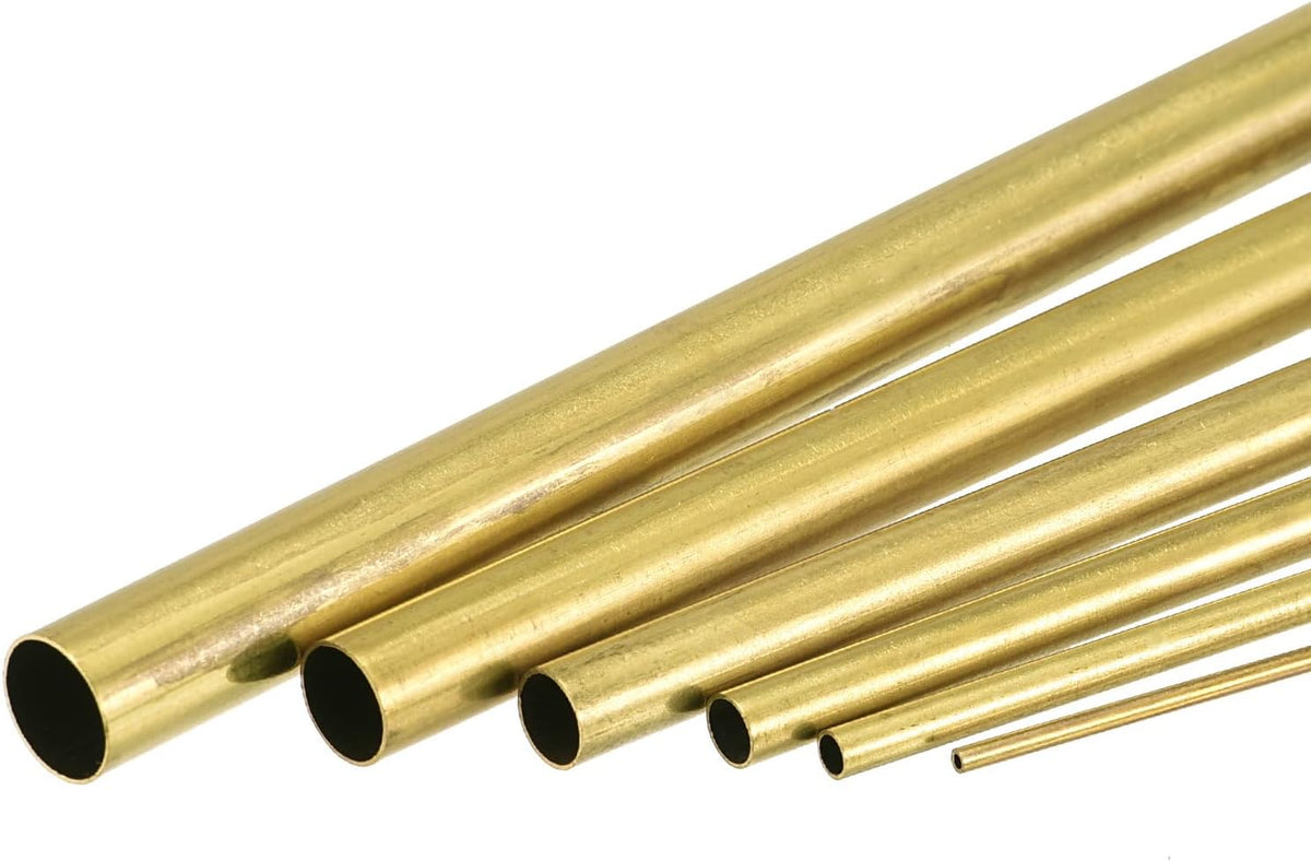 Brass Tube, 1mm 2mm 3mm 4mm 5mm 6mm OD x 0.2mm Wall Thickness 300mm Length Metal Tubing, Pack of 6