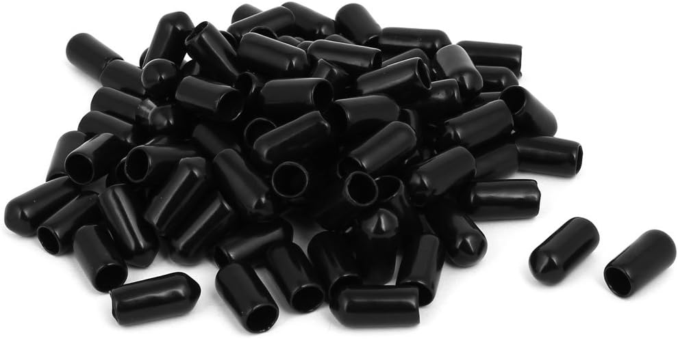 6.5mm Inner Dia Rubber Hose End Cap Screw Thread Protector Cover Black 100pcs