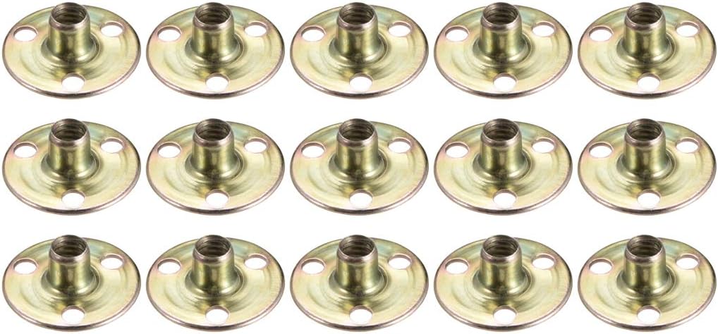 1/4"x25x1.2mm Brad Hole Tee Nut Carbon Steel T-Nuts Furniture Hardware Flange Insert Female Thread 15pcs