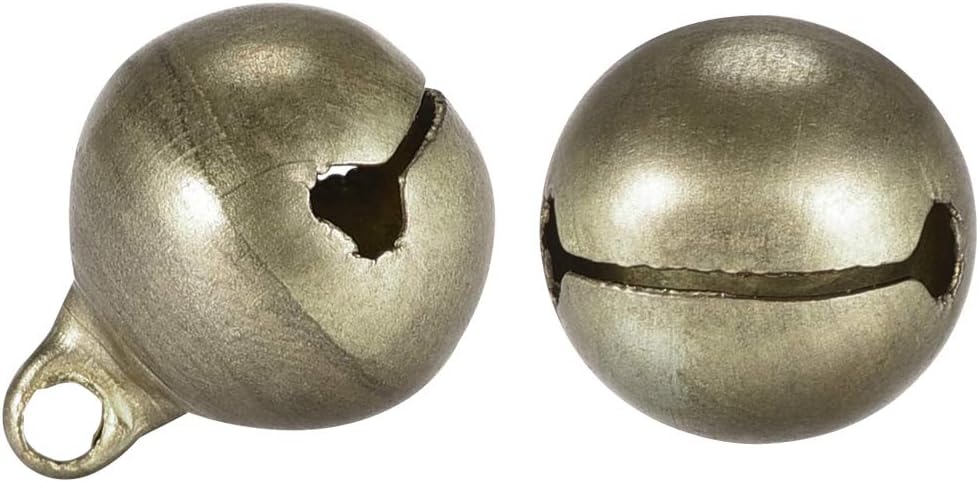 LinkMejor DIY Small Bells, 0.55 Inch 60pcs, Craft Copper Bells Bulk DIY Bells for Christmas Festival Decoration Party Home, Bronze