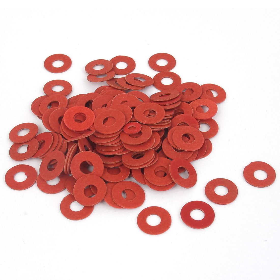a15112300ux0379 Fiber Motherboard Insulating Gasket Flat Washer, 100 Piece, 4 mm x 10mm x 0.5 mm, Red
