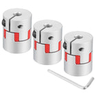3pcs D20 L25 5mm to 5mm Flexible Plum Shaft Coupling Aluminum Motor Connector Flexible Spider Coupler for 3D Printer CNC Machine and Servo Stepper Motor (Silver Tone/Red)