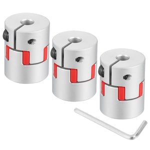 3pcs D20 L25 5mm to 5mm Flexible Plum Shaft Coupling Aluminum Motor Connector Flexible Spider Coupler for 3D Printer CNC Machine and Servo Stepper Motor (Silver Tone/Red)
