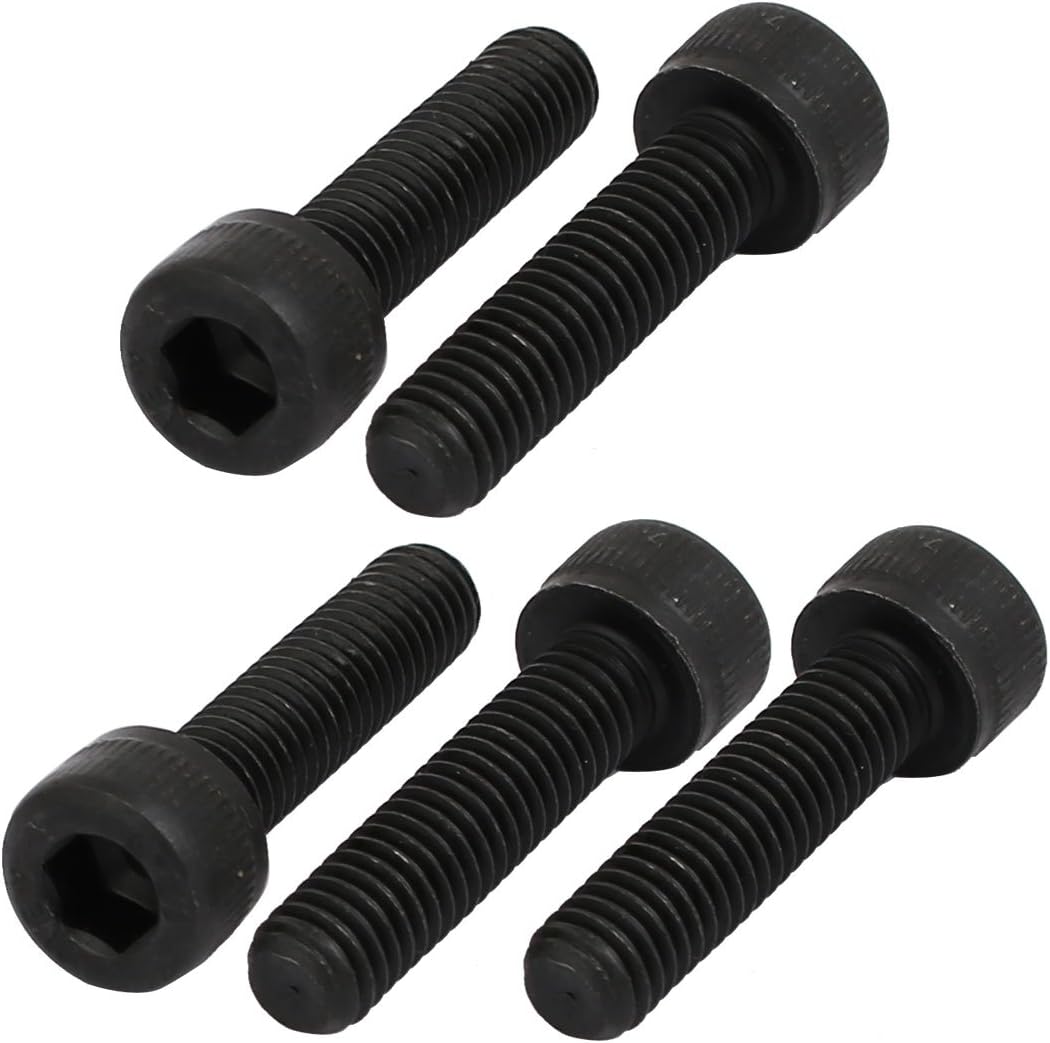 5pcs M5x20mm Fully Thread 12.9 Grade Hex Socket Cap Left Hand Screw Bolt Black