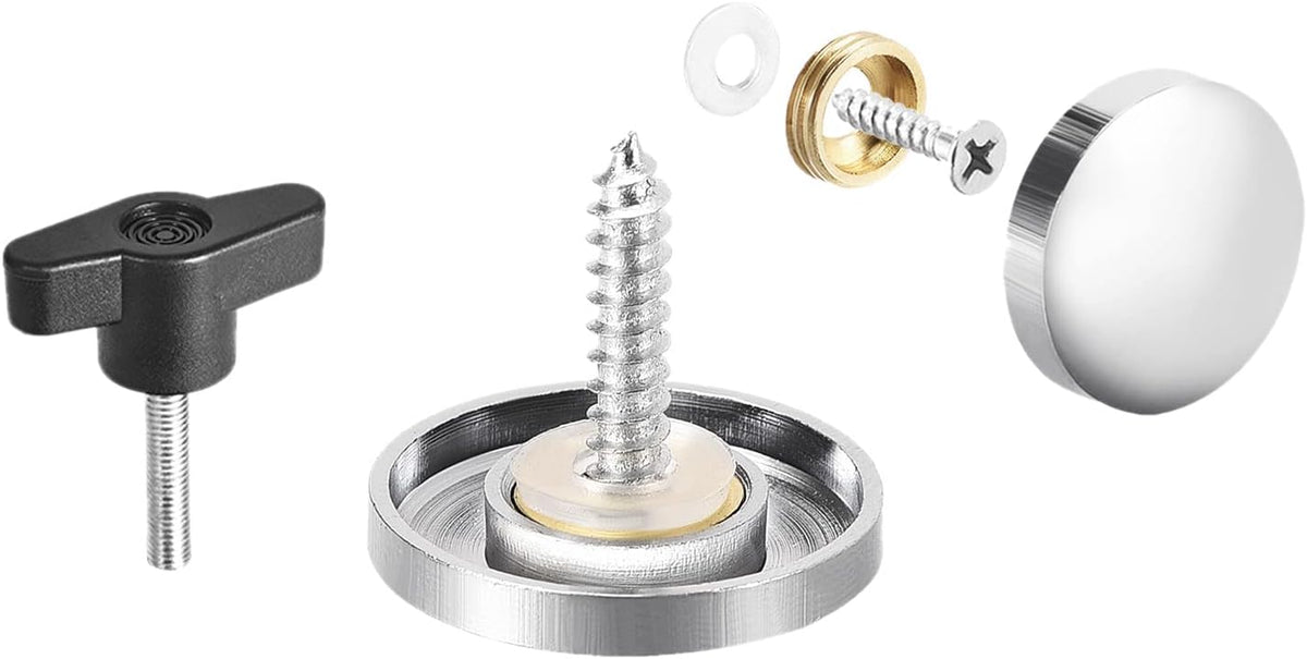 Clamping Handle Screw Knobs M5x25mm Threaded T-Shape 10pcs and Mirror Screws Decorative Cap Fasteners Cover Nails 22mm/0.87"16pcs