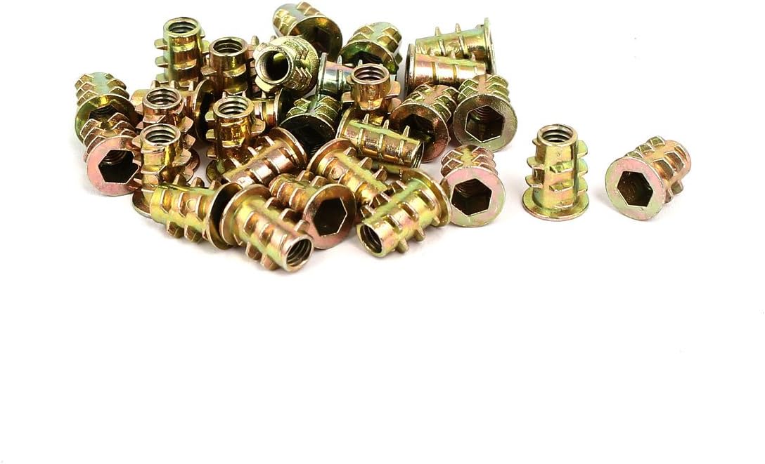 M4x10mm Interface Hex Socket Threaded Insert Nuts 30pcs for Wood Furniture
