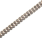 1 Yard 2 Rows 3mm Rhinestone Chain, 6mm Bling Crystal Close Claw Chain Trim for DIY Jewelry, Clothing, Bags, Shoe Decoration (Golden, White)
