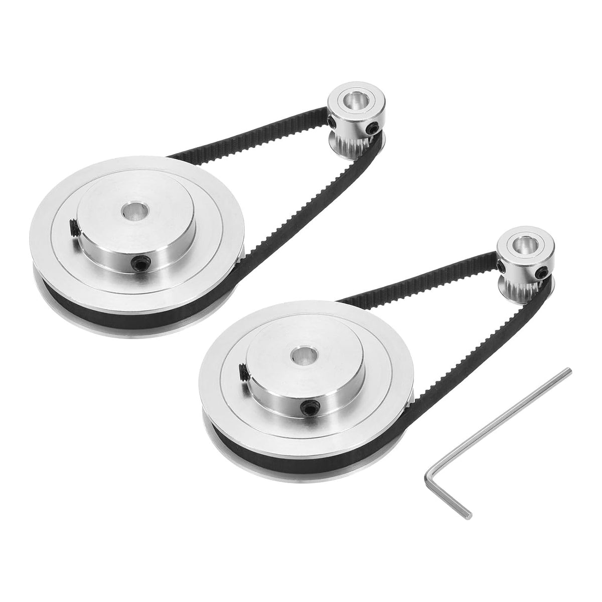 2 Set GT-2 Synchronous Wheel 20&80 Teeth 6.35mm Bore, Aluminum Alloy Timing Pulley Wheel with 2Pcs Length 250mm, Width 6mm Belt for 3D Printer, CNC Machine (20-80T-6.35B-6)