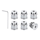 6pcs GT-2 30T Pulley Synchronous Wheel 5mm Bore, Aluminum Timing Pulley 30 Teeth, Fit Width 10mm Timing Belt for 3D Printer CNC Machine (with A Wrench)
