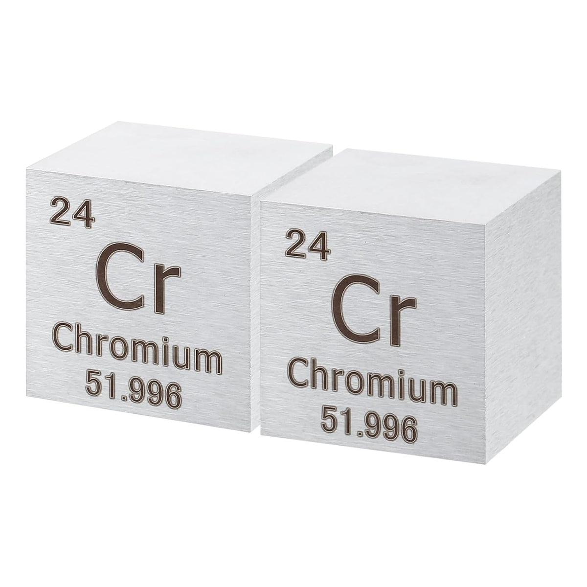 2 Pcs Chromium Cube, 1 Inch High Density Metal Element Cube Metal Density Cube for Chemical Elements Collection Science Education Experiment Application, Silver